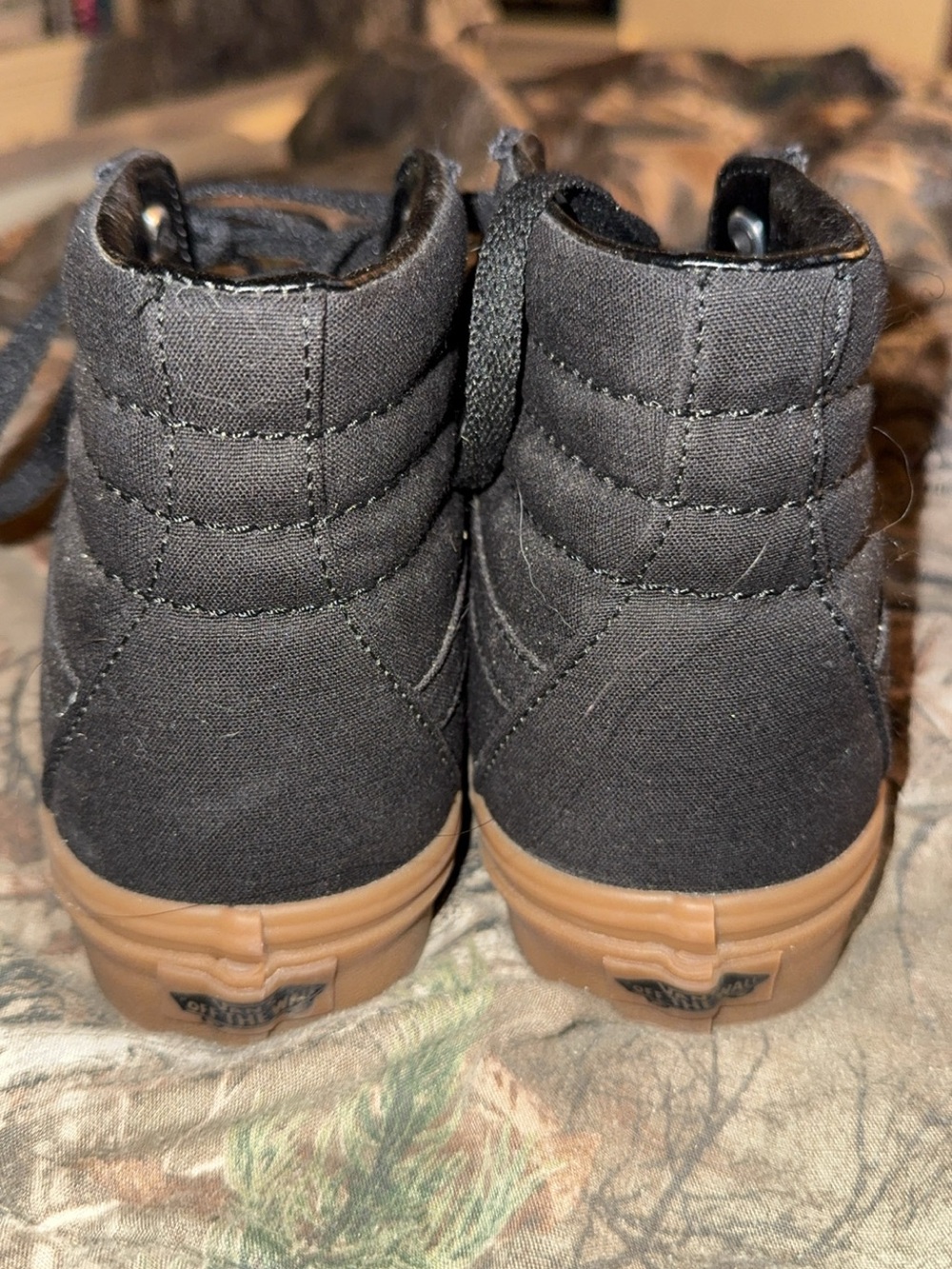 Vans Kids High-Top Canvas Sneakers in Black with Gum Sole